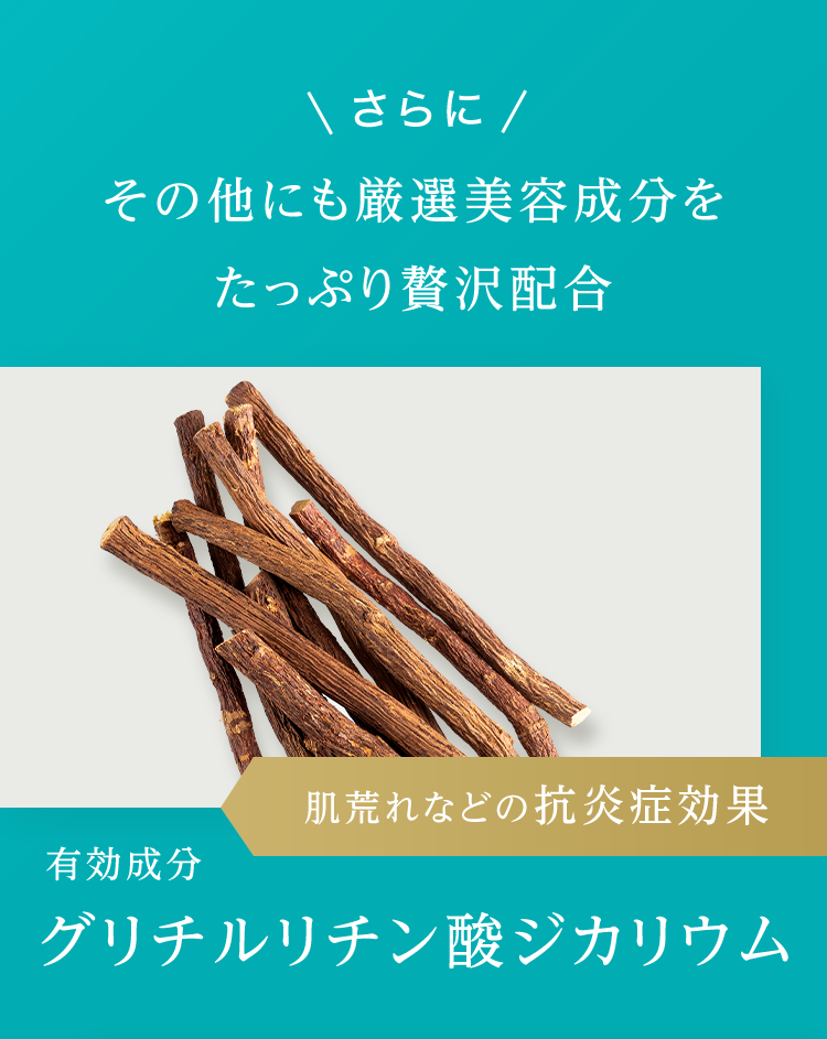 さらにその他にも厳選美容成分をたっぷり贅沢配合 肌荒れなどの抗炎症効果 有効成分 グリチルリチン酸ジカリウム